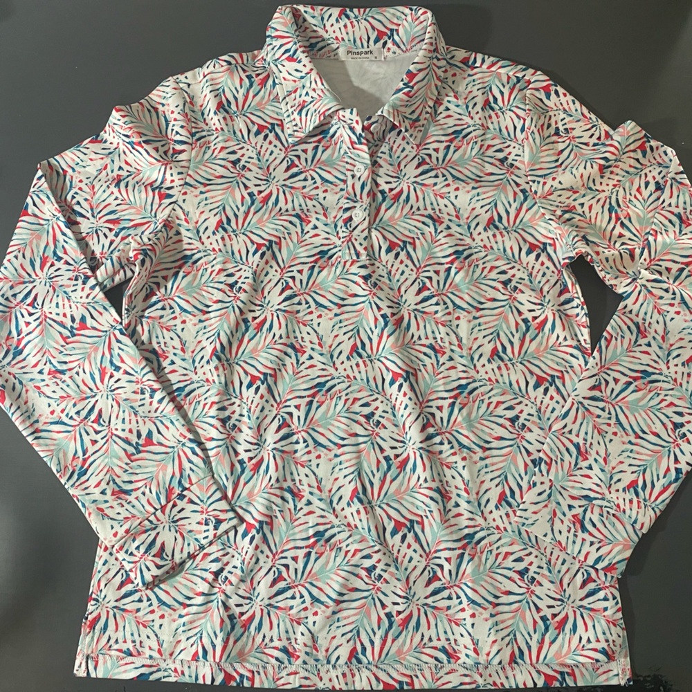 Colorful Leaf Print Long Sleeve Shirt